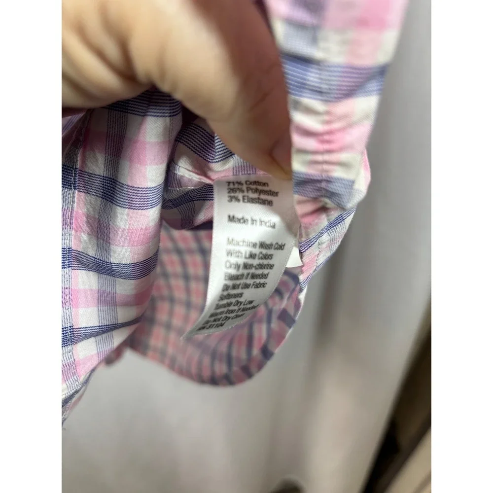 Saddlebred Traveler Mens X-Large Pink Plaid Short Sleeve‎ Button Up Shirt